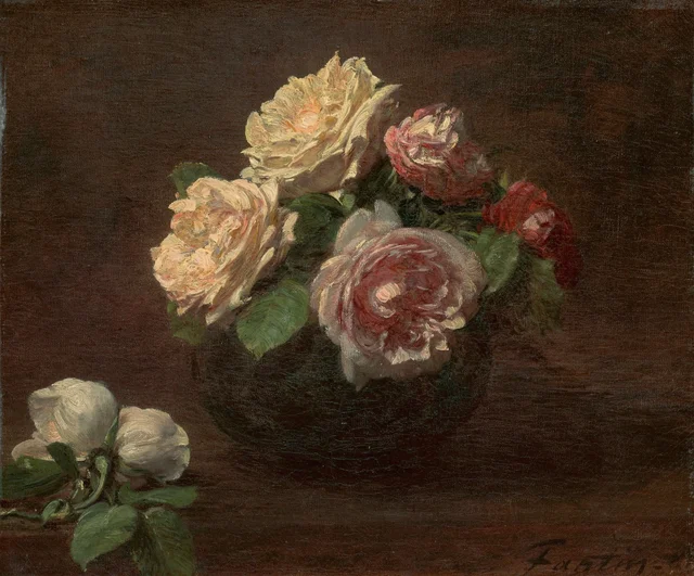 Rosas en un cuenco, Henri Fantin-Latour