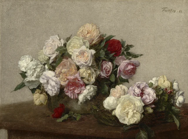 Roses dans un bol et un plat, Henri Fantin-Latour