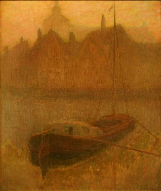 Barque sur le canal (matin), Henri Le Sidaner
