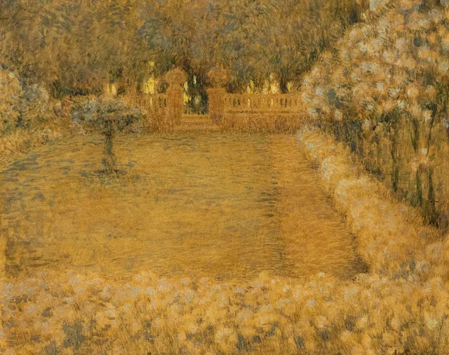 Le jardin blanc au crépuscule à Gerberoy
