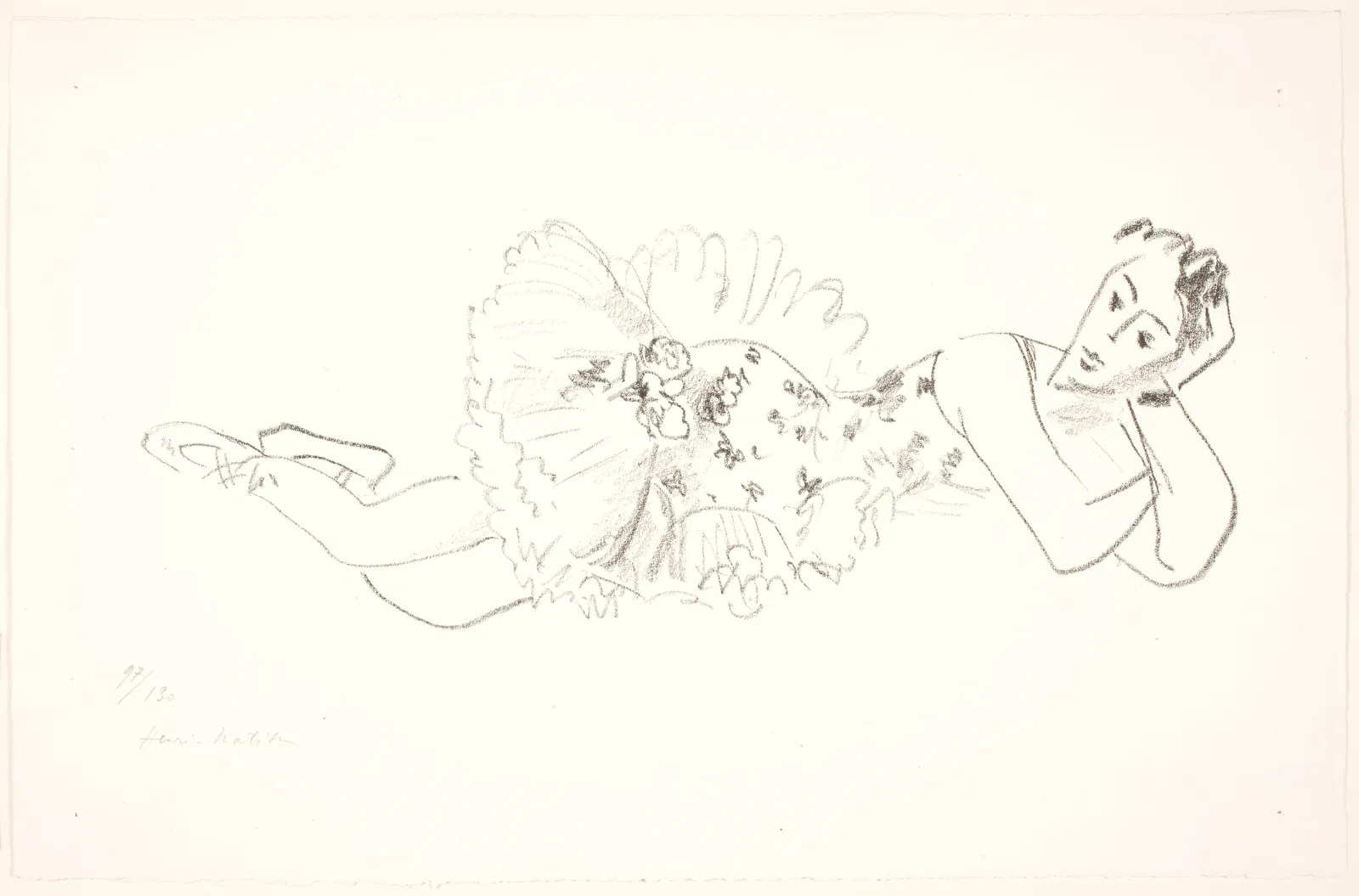 Danseuse allongée sur le côté, la tête appuyée sur sa main, Henri Matisse