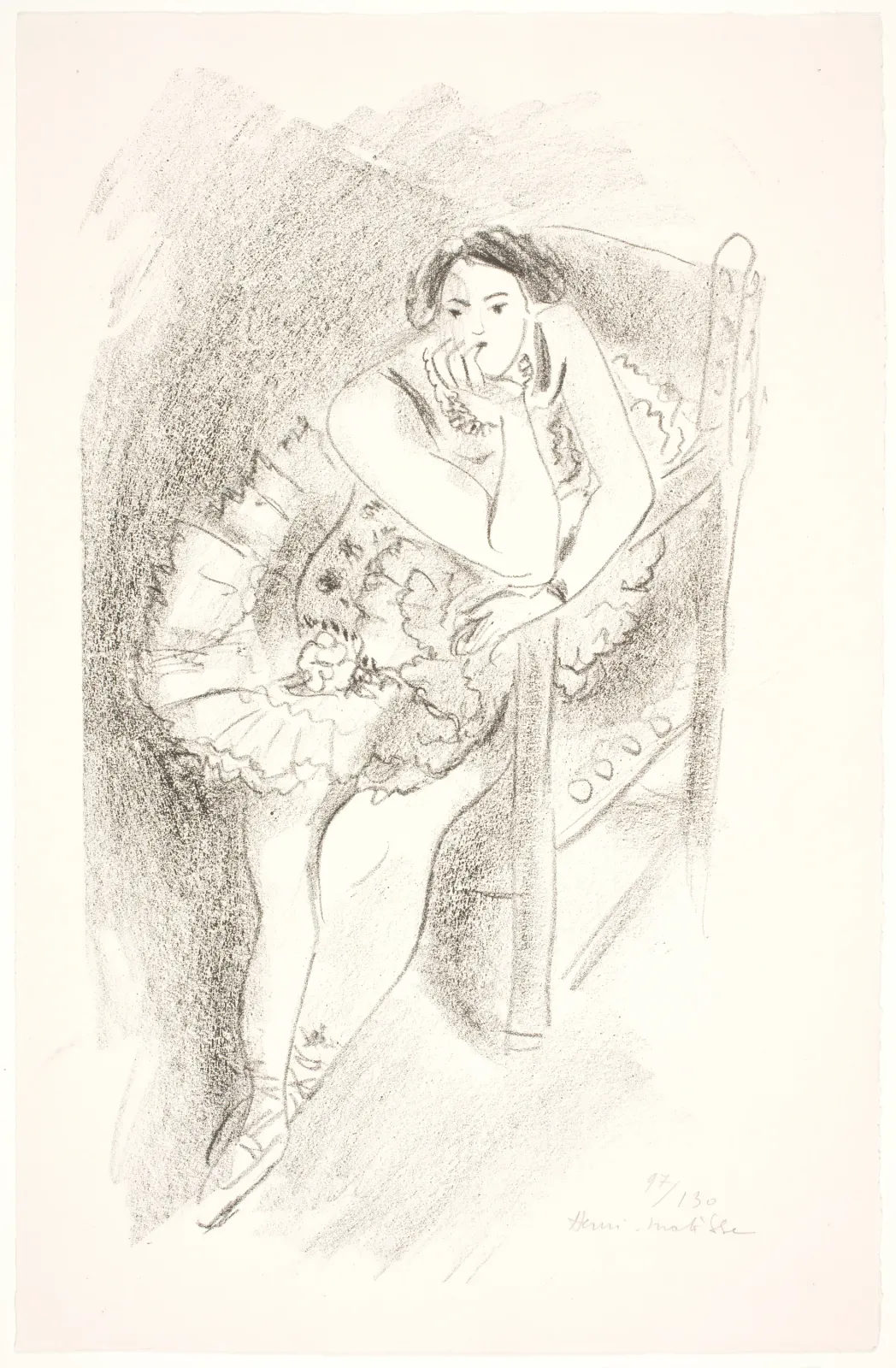 Danseuse assise sur une chaise, la tête appuyée sur sa main, Henri Matisse