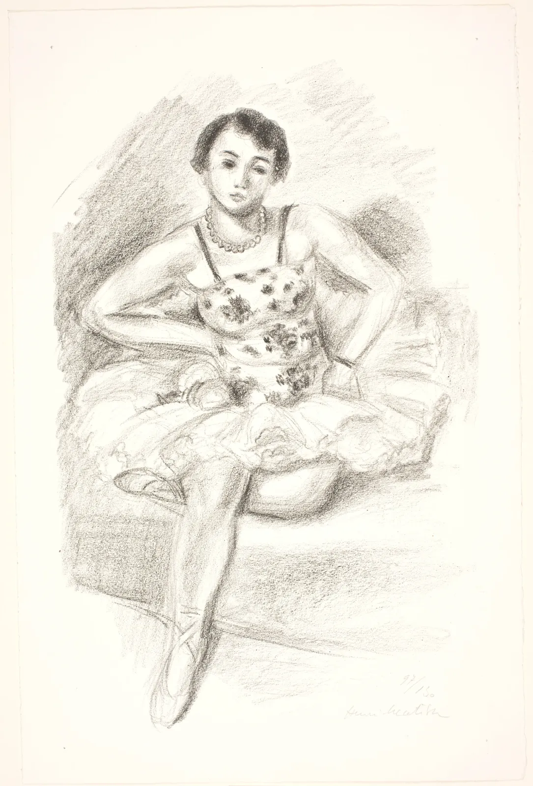 Danseuse assise sur un divan, une jambe repliée sous elle, Henri Matisse