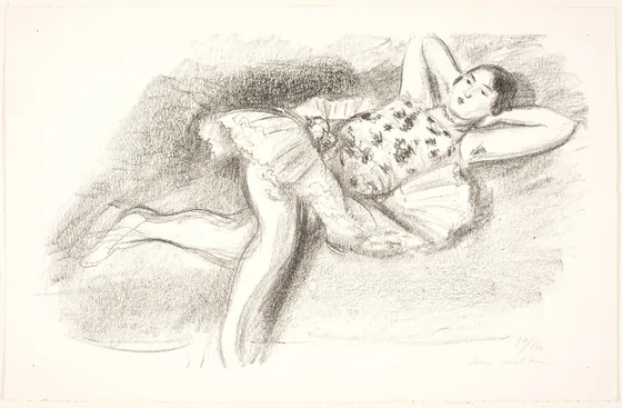 Danseuse allongée sur le dos, les mains croisées derrière la tête — Henri Matisse