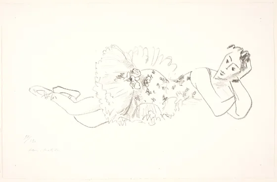 Danseuse allongée sur le côté, la tête appuyée sur sa main — Henri Matisse