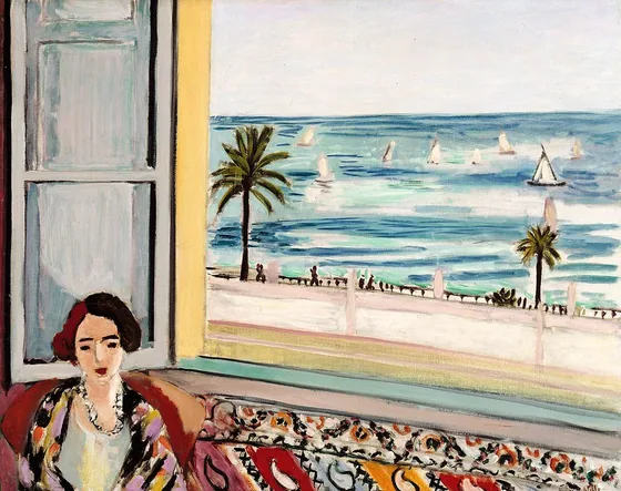 Femme assise, le dos tourné vers la fenêtre ouverte — Henri Matisse