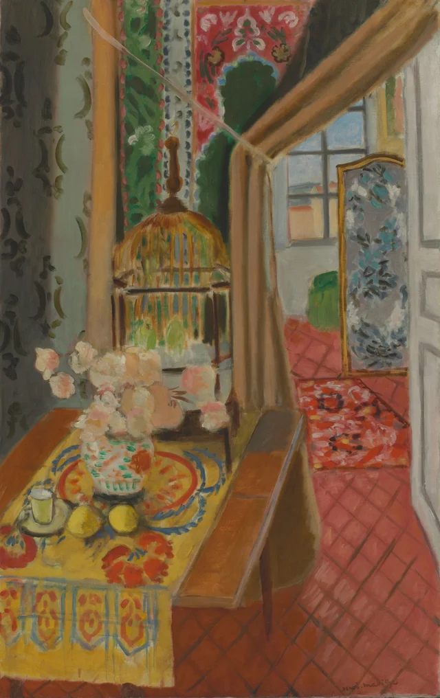 Interior, flores e periquitos, Henri Matisse