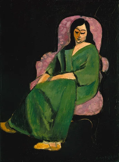 Laurette à la robe verte, fond noir — Henri Matisse