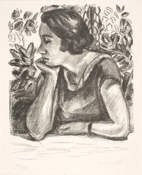 Visage de profil reposant sur un bras, paravent Louis XIV — Henri Matisse