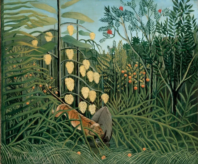 Dans la forêt tropicale - Combat d'un tigre et d'un taureau, Henri Rousseau