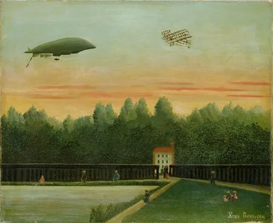Landscape with the Dirigible Republique and a Wright Airplane