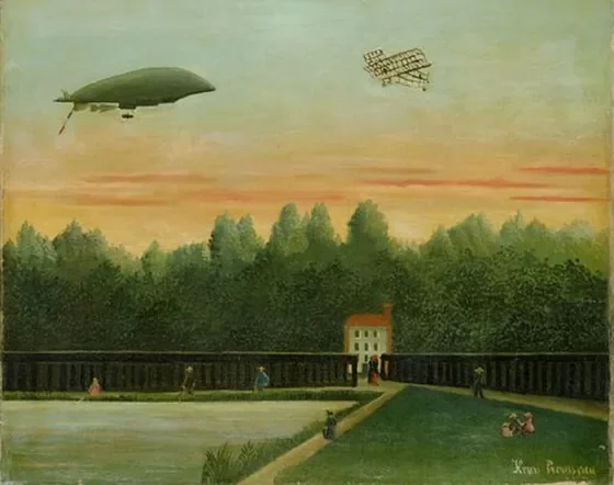 Landscape with the Dirigible Republique and a Wright Airplane