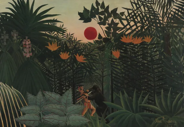 Paisagem tropical: luta do índio e do gorila, Henri Rousseau