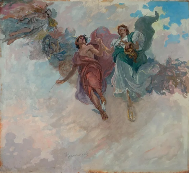 Estudo para um projeto de decoração (Alegoria de Hermes e da Fortuna), Henrique Bernardelli