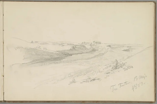 Sketchbook, folio 11: view of the Tre Fontane abbey