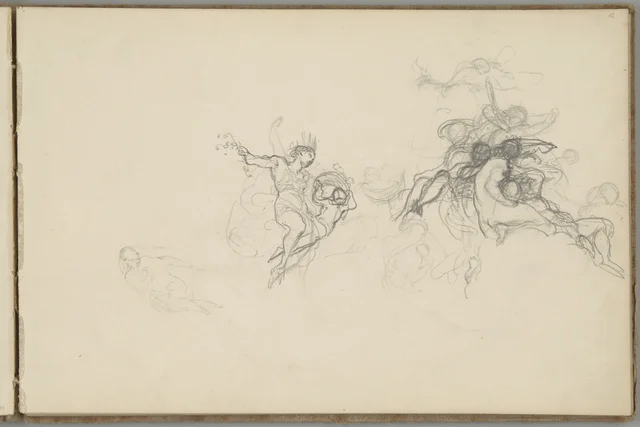 Sketchbook, folio 12: figures for the ceilings “Aurora” and “Spring”