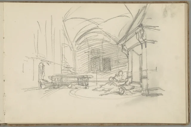 Sketchbook, folio 23: a scene in a vaulted interior