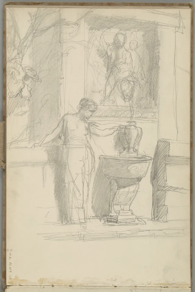 Sketchbook, folio 26: an idyllic scene at the fountain