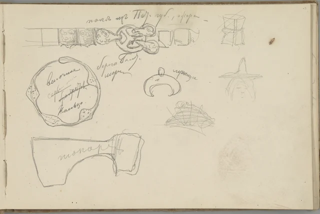 Sketchbook, folio 3: studies for “Funeral of a Noble Rus”