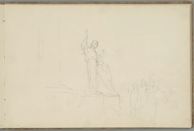 Sketchbook, folio 31: a standing figure on a pedestal