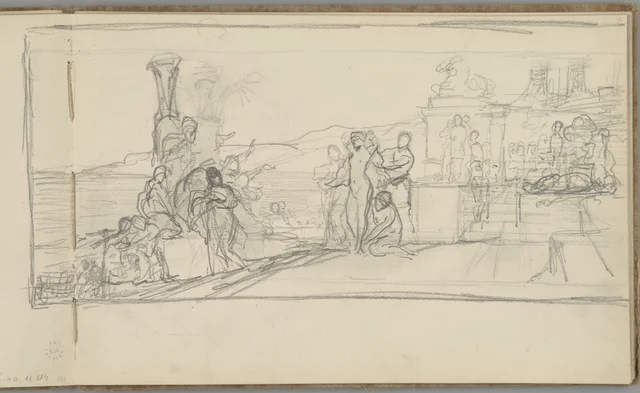 Sketchbook, folio 32: sketch for “Phryne at the Festival of Poseidon in Eleusis”