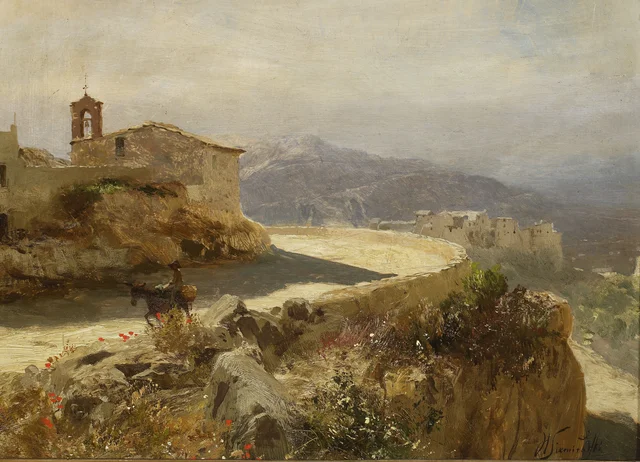 Paisagem italiana com o burro