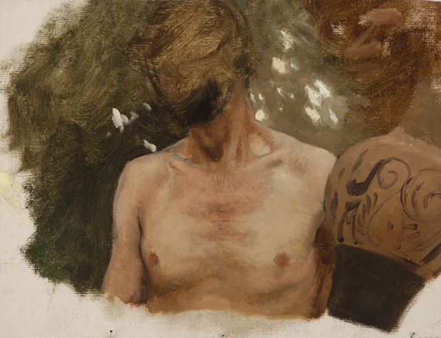 Estudio de busto de joven desnudo con un jarrón, para «El vendedor de jarrones», Henryk Siemiradzki