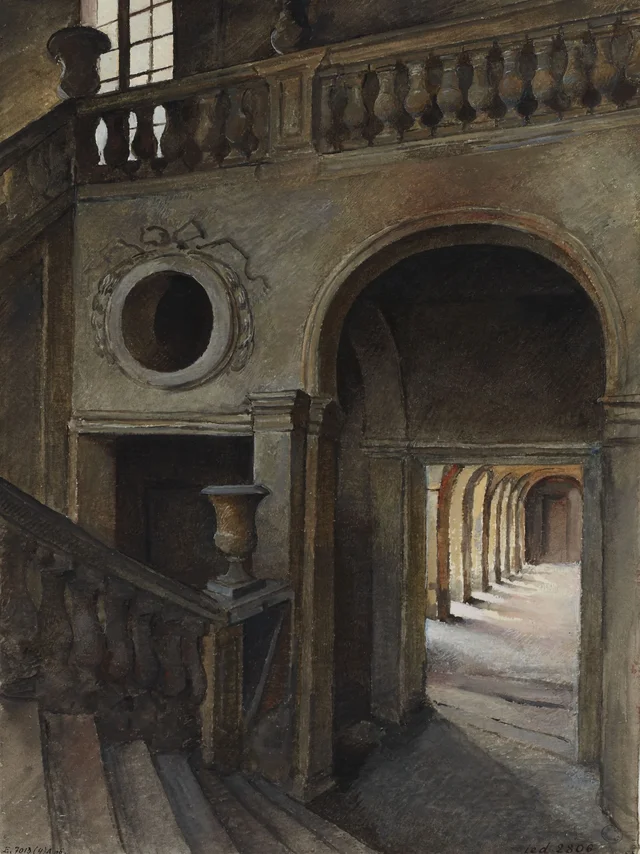 Cloître et escalier de l'ancien couvent de la Visitation, rue Cambon, en 1899, Herminie Waternau