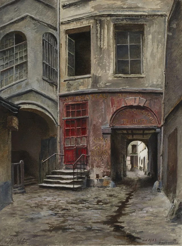 Cour du Château Rouge, rue Galande, en 1898, Herminie Waternau