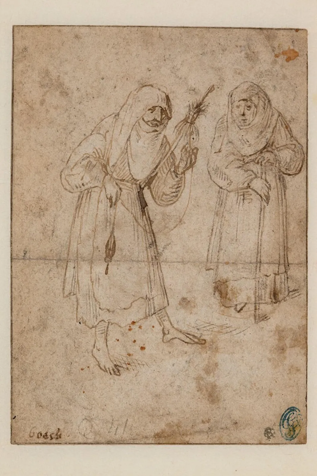 A Woman Spinning and an Old Woman, Hieronymus Bosch