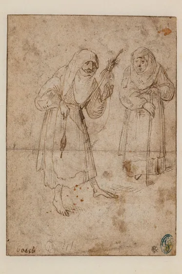 A Woman Spinning and an Old Woman