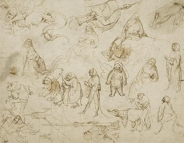 Boceto para una tentación de san Antonio, Hieronymus Bosch
