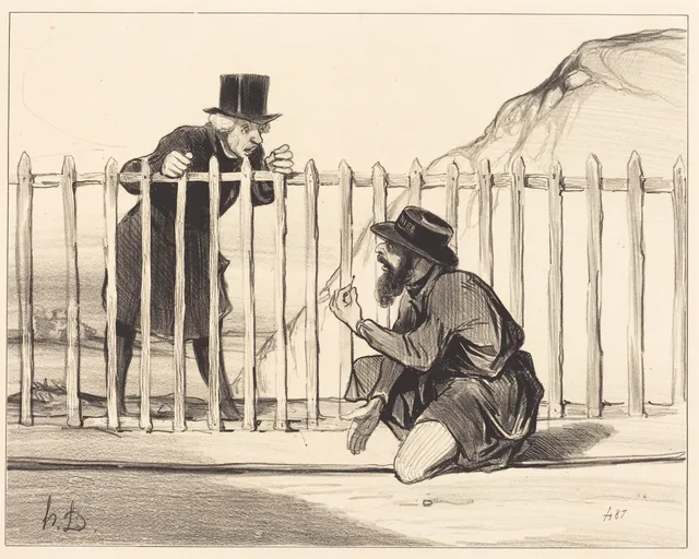 ¡Ah, bien!... el cortejo... puede jactarse de escapársele..., Honoré Daumier