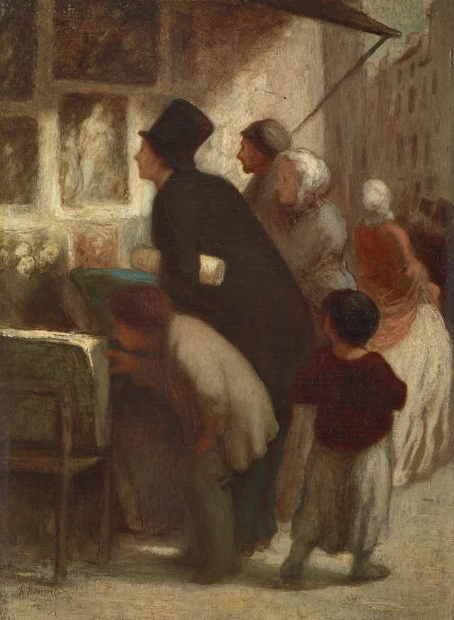 Outside the Print–Seller's Shop, Honoré Daumier