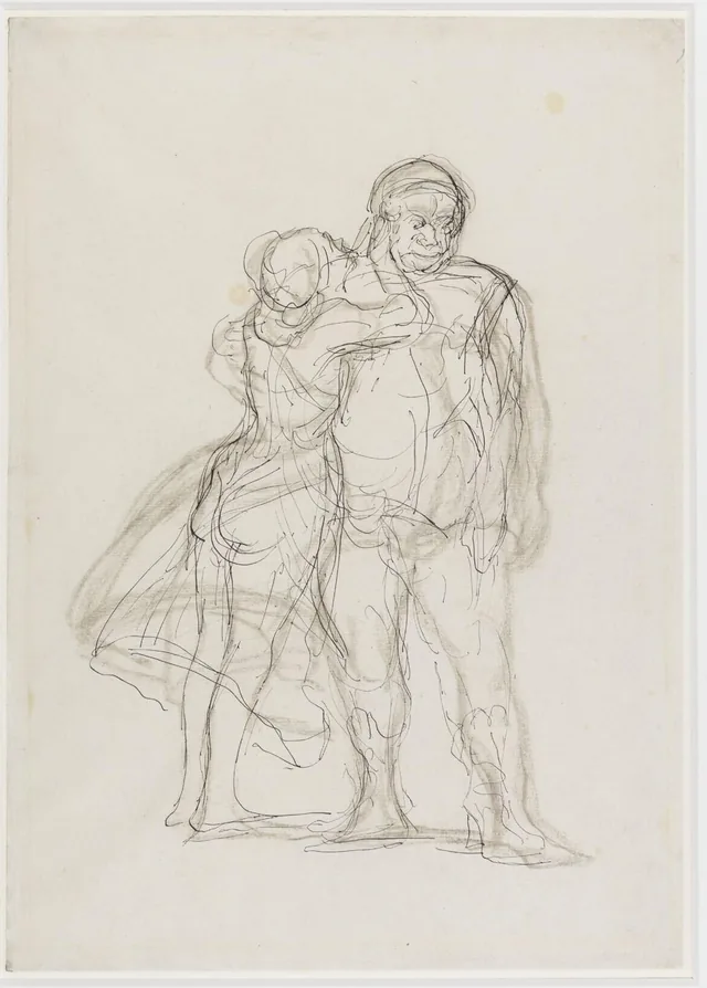 Femme soignant un hercule de foire, Honoré Daumier