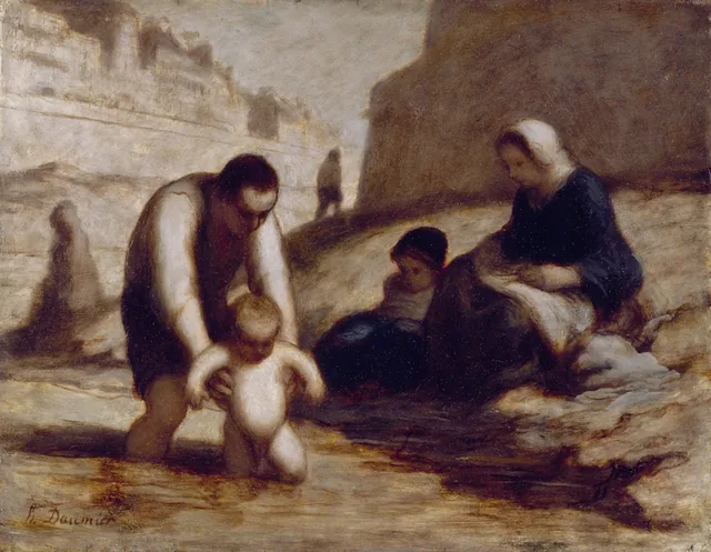The First Bath, Honoré Daumier
