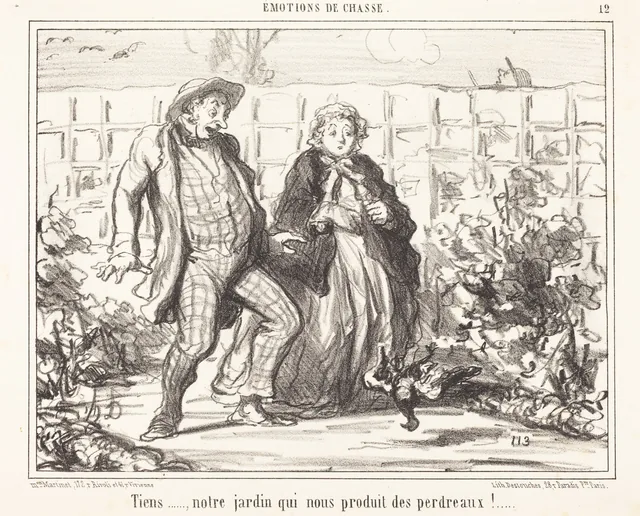 Tiens... notre jardin... produit des perdreaux!..., Honoré Daumier
