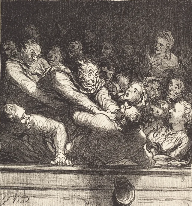 Una discusión literaria en la segunda galería, Honoré Daumier
