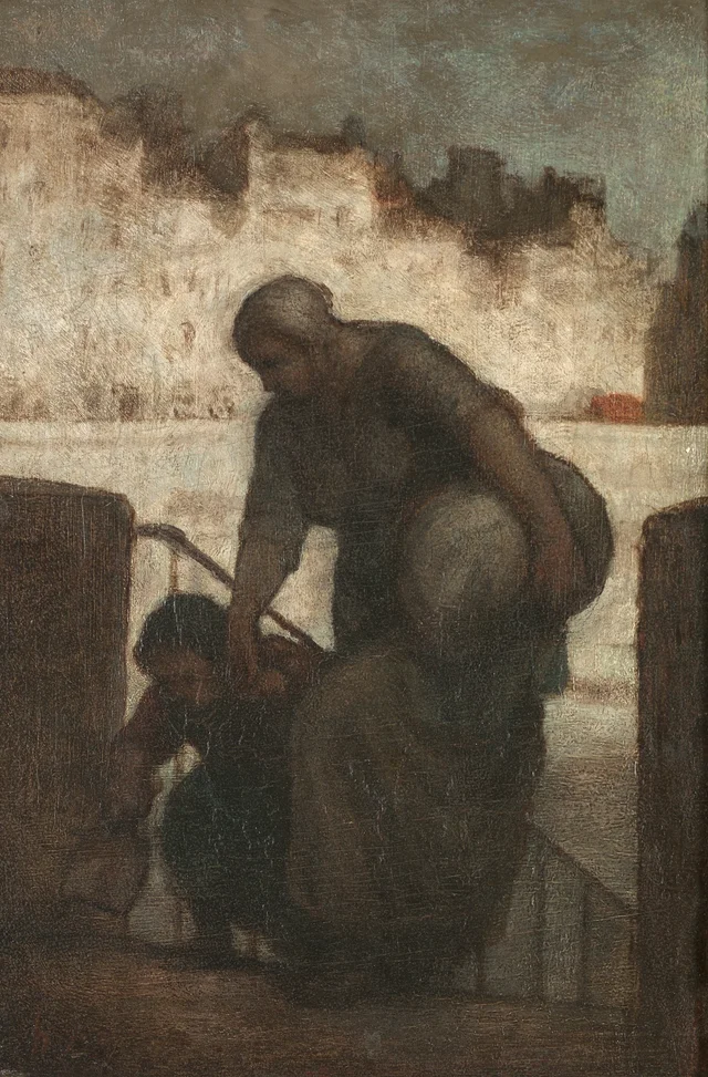 Una lavandera en el muelle de Anjou