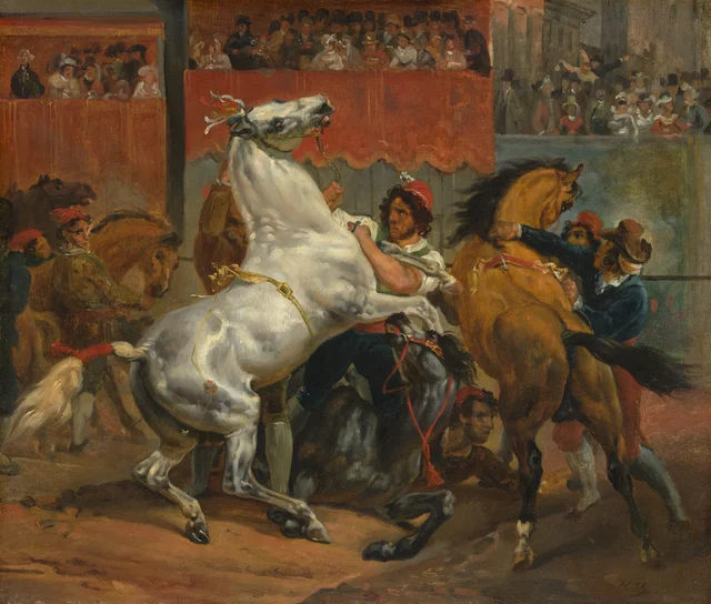 La salida de la carrera de los caballos libres, Horace Vernet