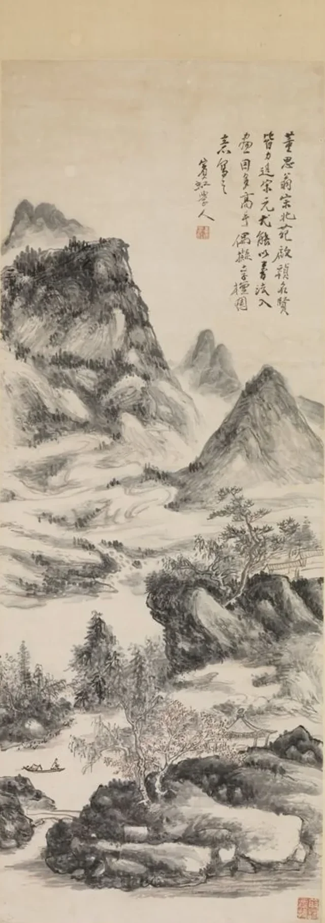 民國黃賓虹擬李檀園山水 軸