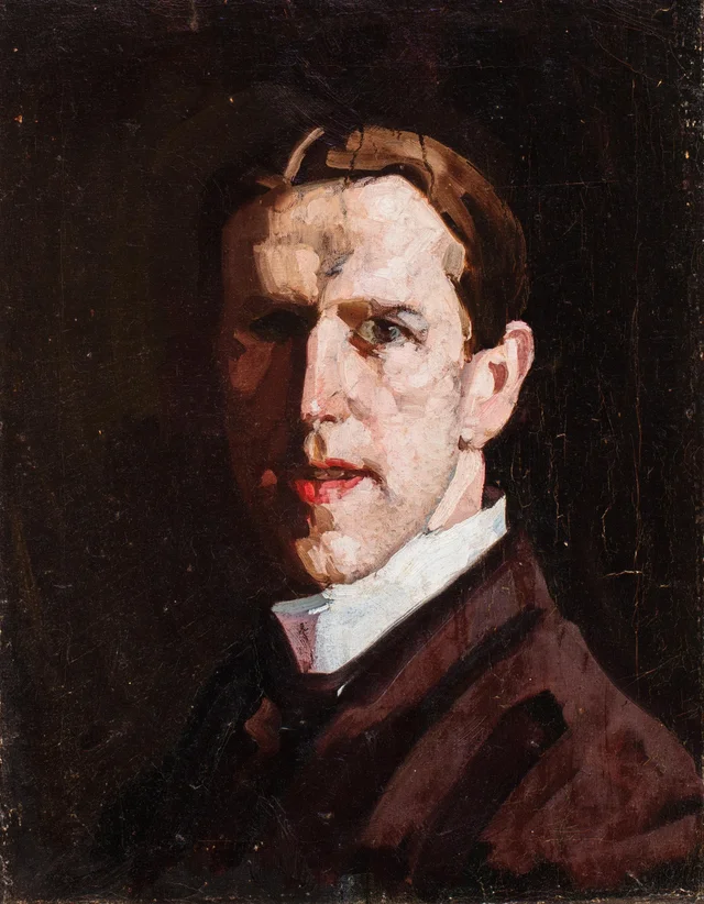 Autorretrato, cabeça com colarinho branco, Hugh Ramsay