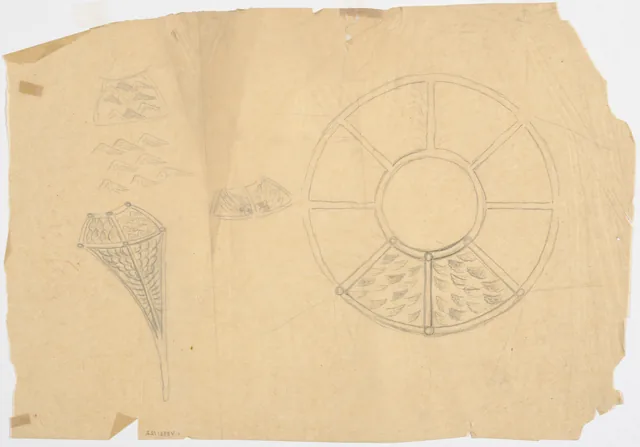 翼の習作（タンペレ大聖堂の中央天井のための下絵）