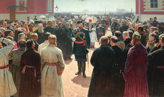 Alexander III Receiving Rural District Elders in the Courtyard of the Petrovsky Palace in Moscow, Ilya Répine