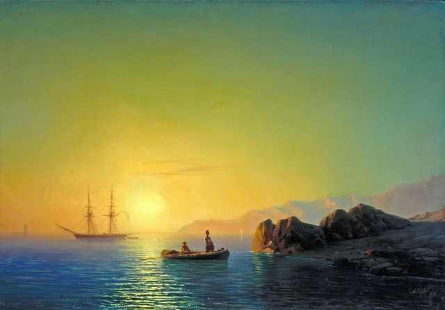 Puesta de sol en las costas de Crimea