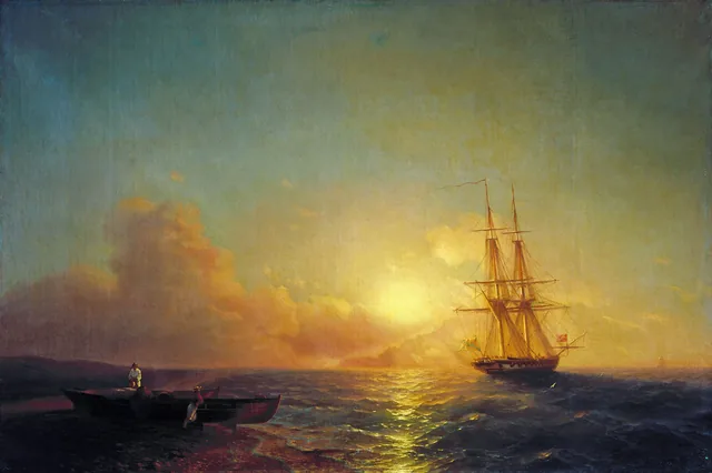 Navire de vingt-six canons en vue de la côte, Ivan Aïvazovski