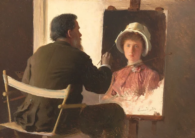 Kramskoy Painting a Portrait of His Daughter, Ivan Kramskoï