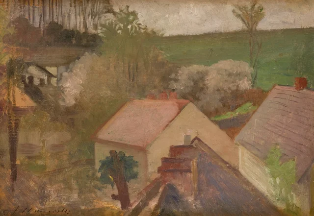 Paisaje de aldea con casas