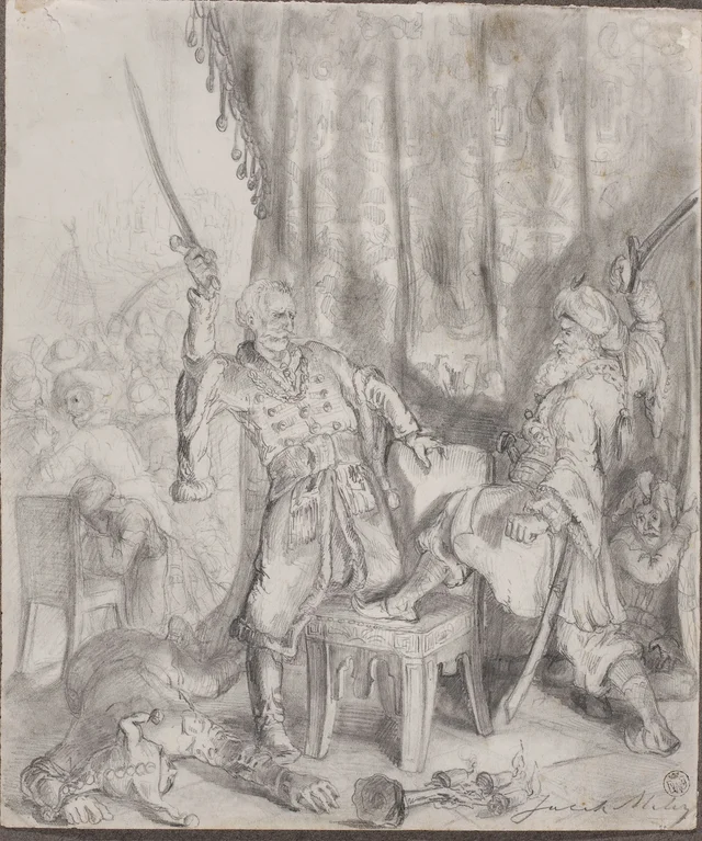 Pan Brzezan combate o tártaro, ilustração de «Jan Bielecki» de Juliusz Słowacki