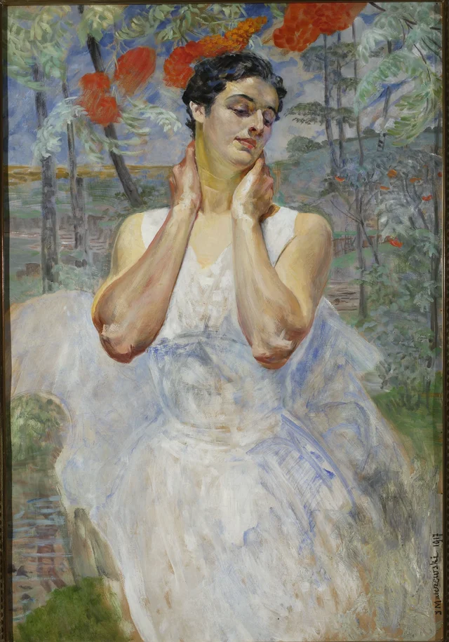 Retrato de uma mulher diante de uma sorveira, Jacek Malczewski